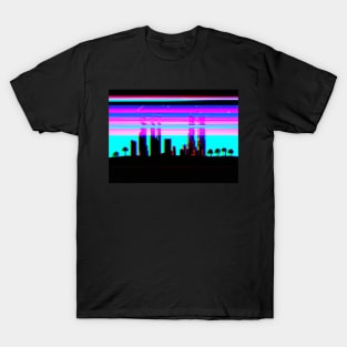 Cyan glitched city T-Shirt